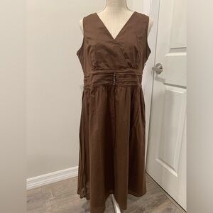 J Jill Brown Size 10 Empire waist A Line Dress Career Casual Euc classic